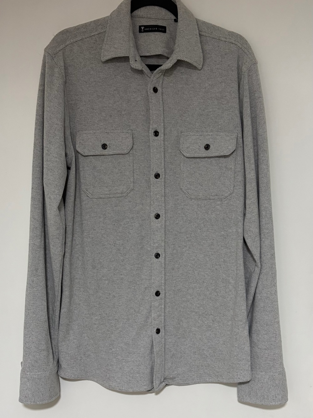 American Tall Men’s Gray Knit Long Sleeve Button Down Size Medium Tall